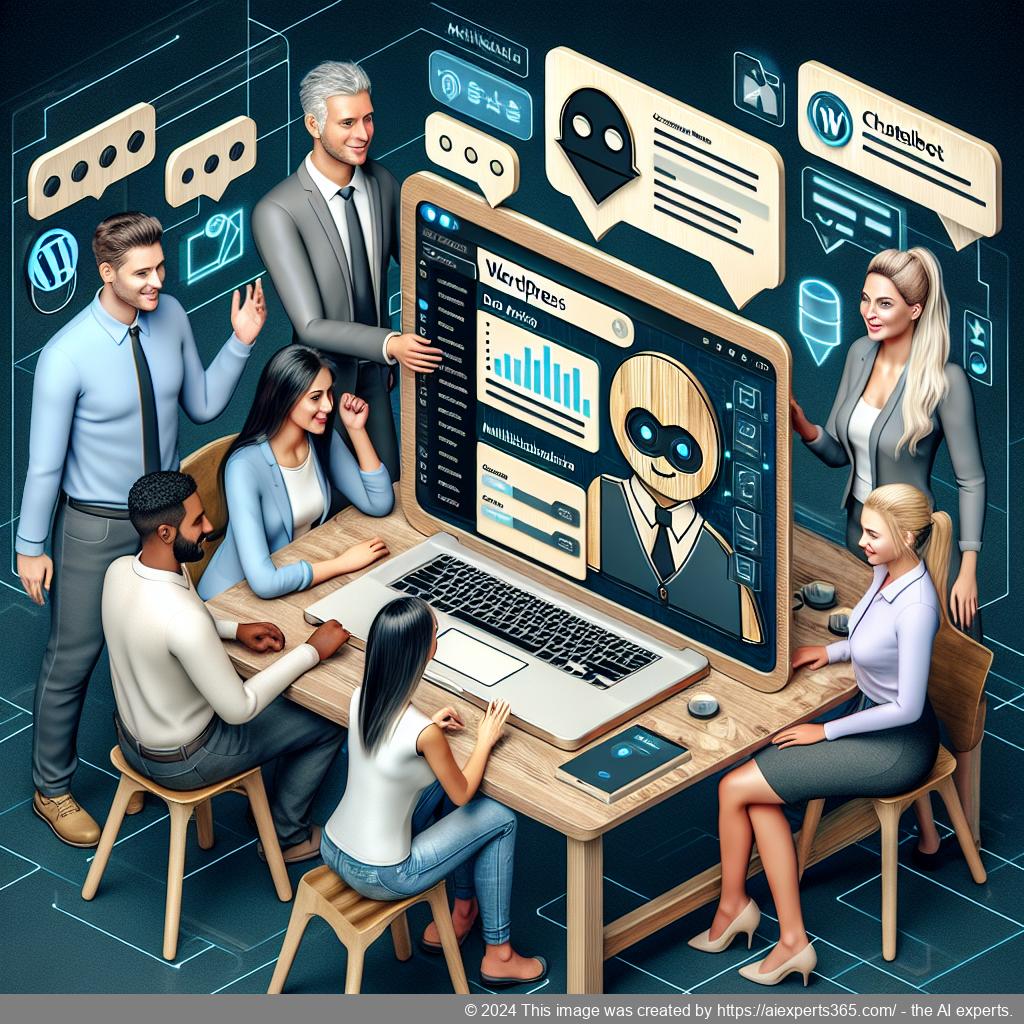 A visual representation showcasing various features of a WordPress Chatbot Plugin, emphasizing AI technology and user engagement.