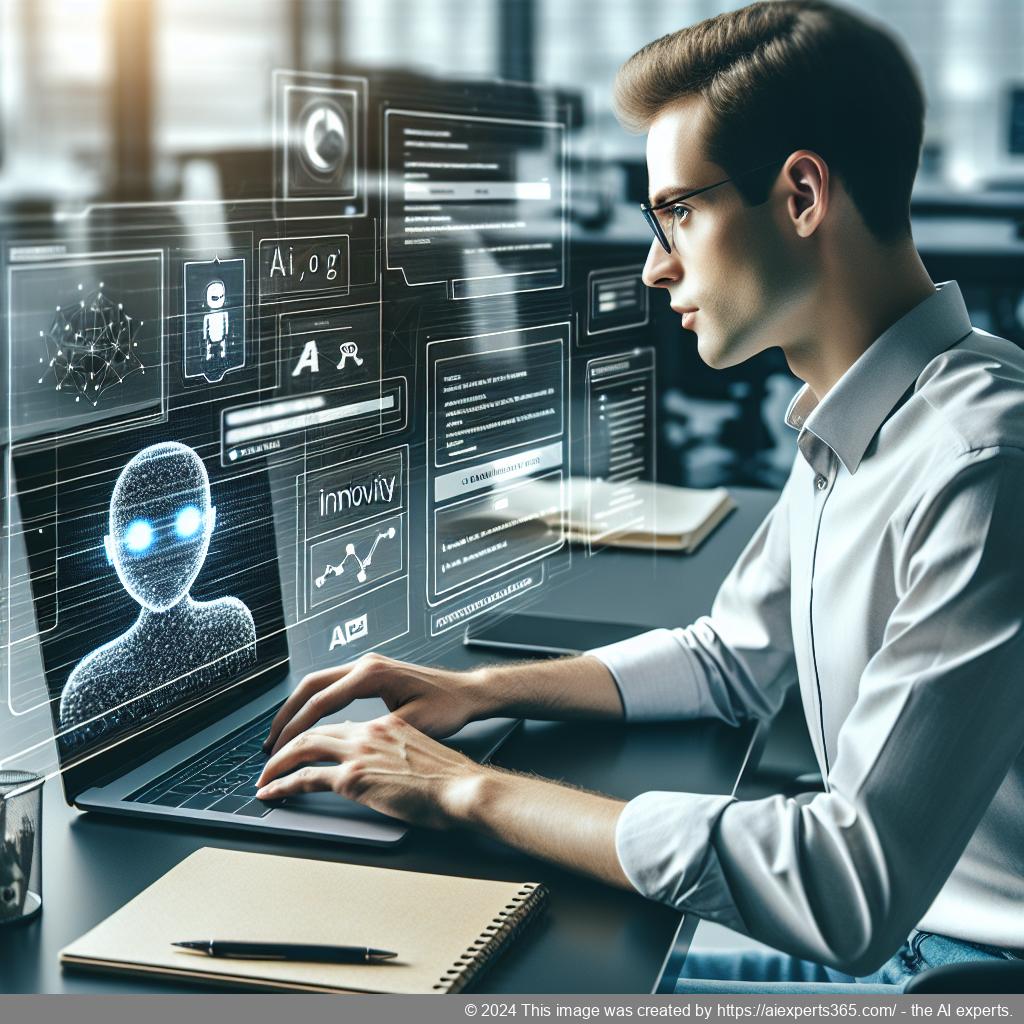 A visual representation of a user interacting with a WordPress site featuring an AI-driven chatbot interface designed for enhancing customer engagement.