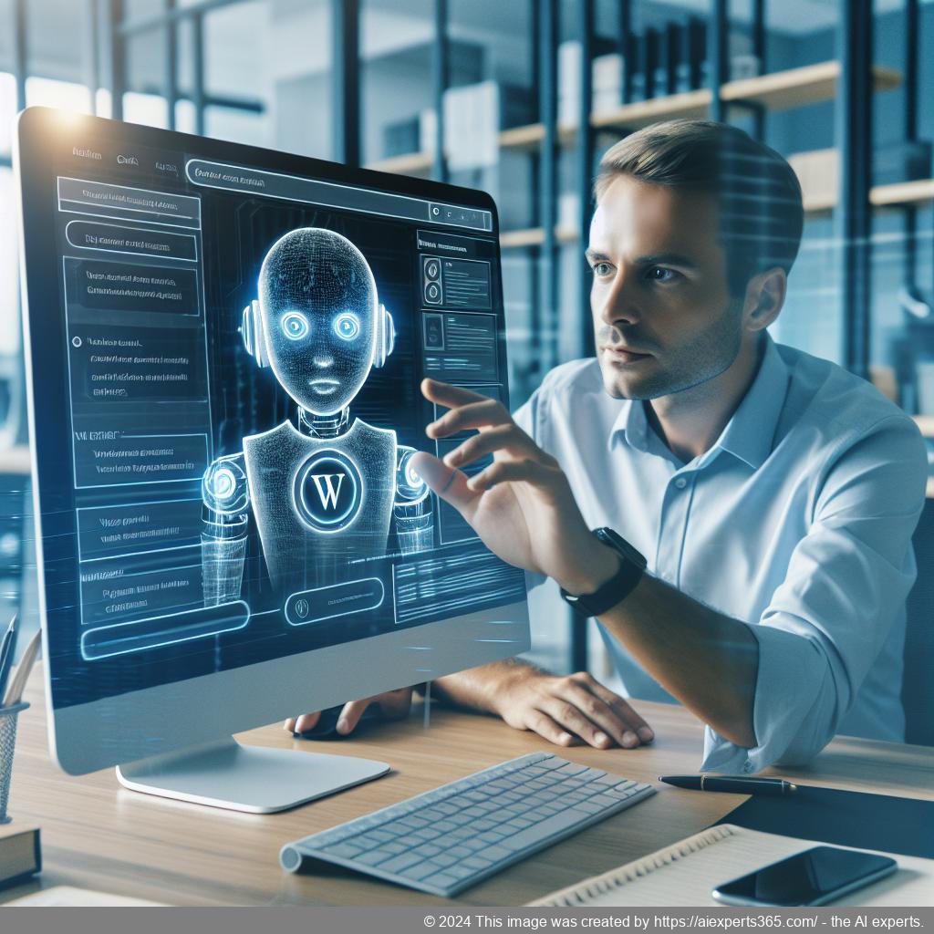 A professional-looking interface showcasing Ailisha's AI Chatbot on a WordPress website, highlighting its features such as live chat support and analytics.