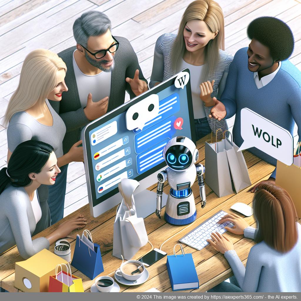A visual representation of a WordPress chatbot assisting customers on an e-commerce website.