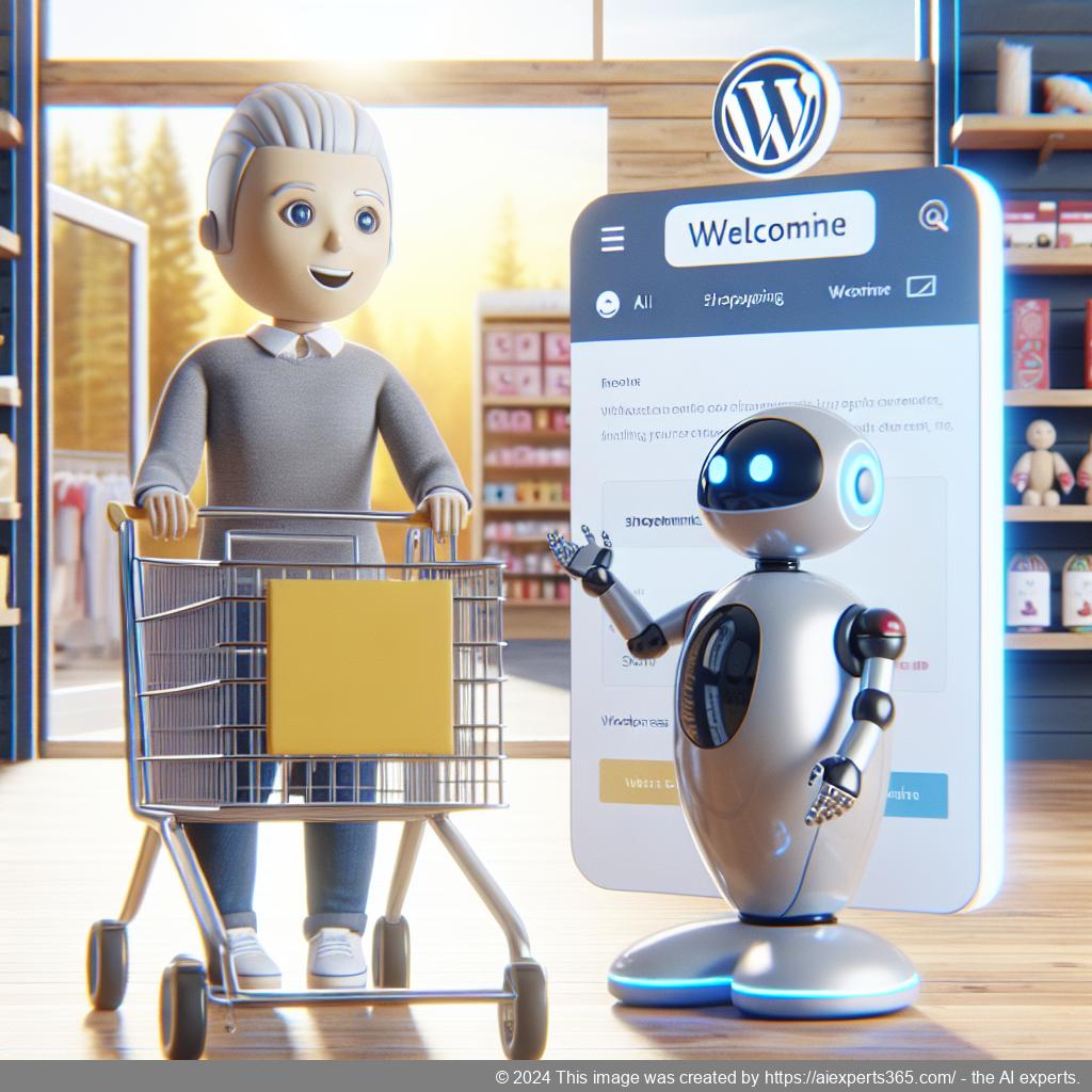 A visual representation of an AI-driven Wordpress Chatbot assisting customers on an e-commerce website.