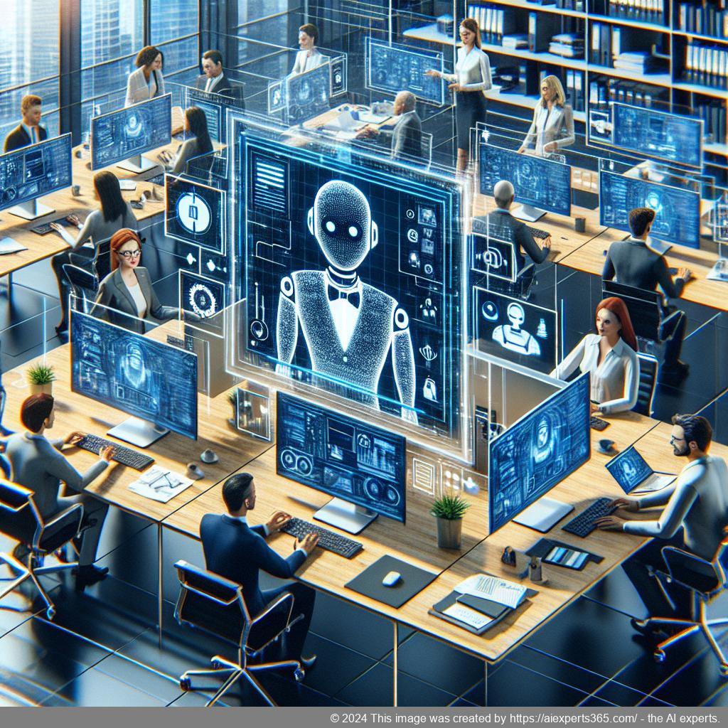 A visual representation of a multi-department chatbot facilitating seamless communication between different business units like sales and support.