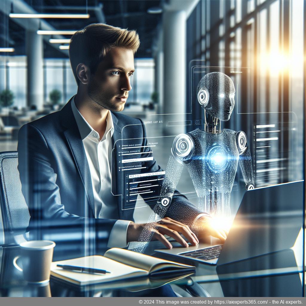 A professional person configuring an AI-driven chatbot on a laptop screen, symbolizing effective customer service solutions.