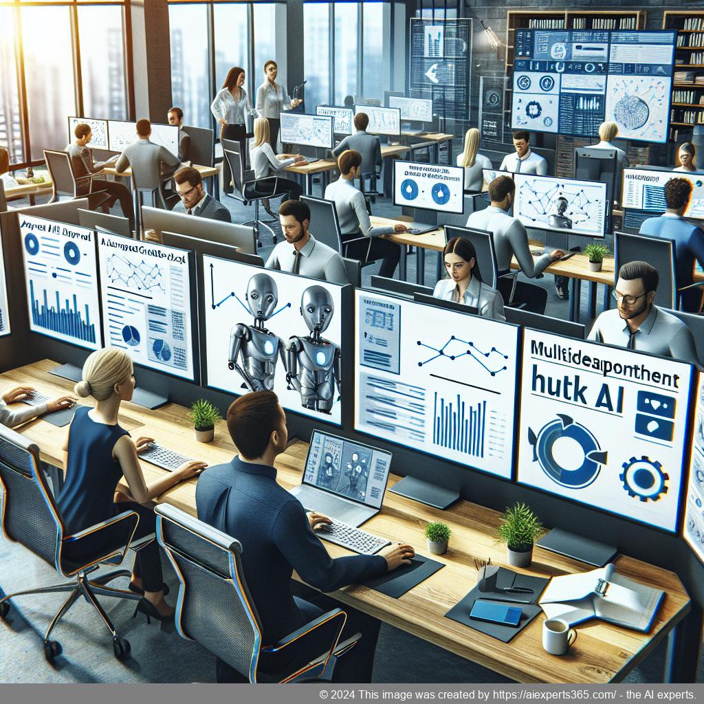 A visual representation of a multi-department chatbot assisting customers across various industries with seamless communication.