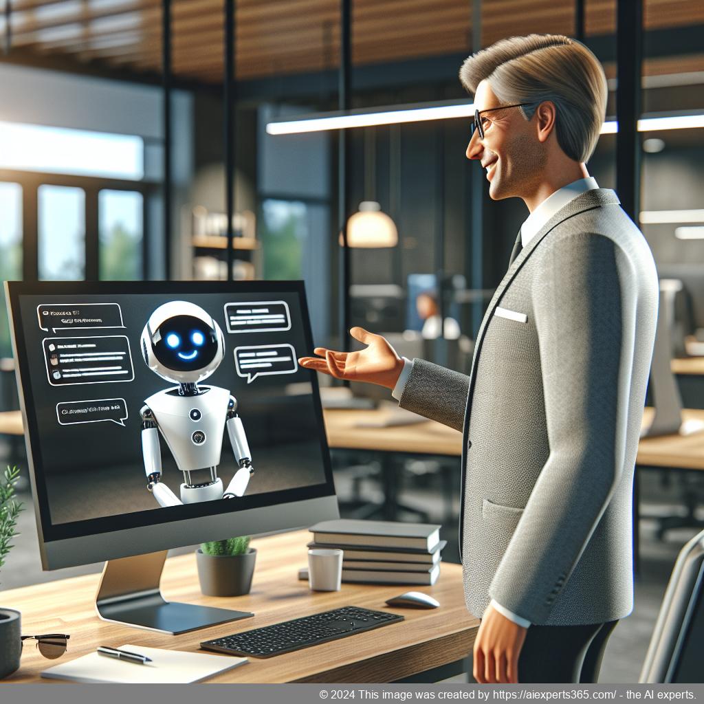 A visual representation of a modern WordPress website featuring a friendly AI chatbot assisting users in real-time.