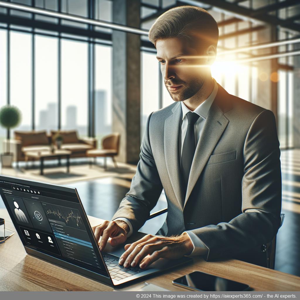 A professional-looking person engaging with customers via a WordPress chat plugin interface on their laptop.