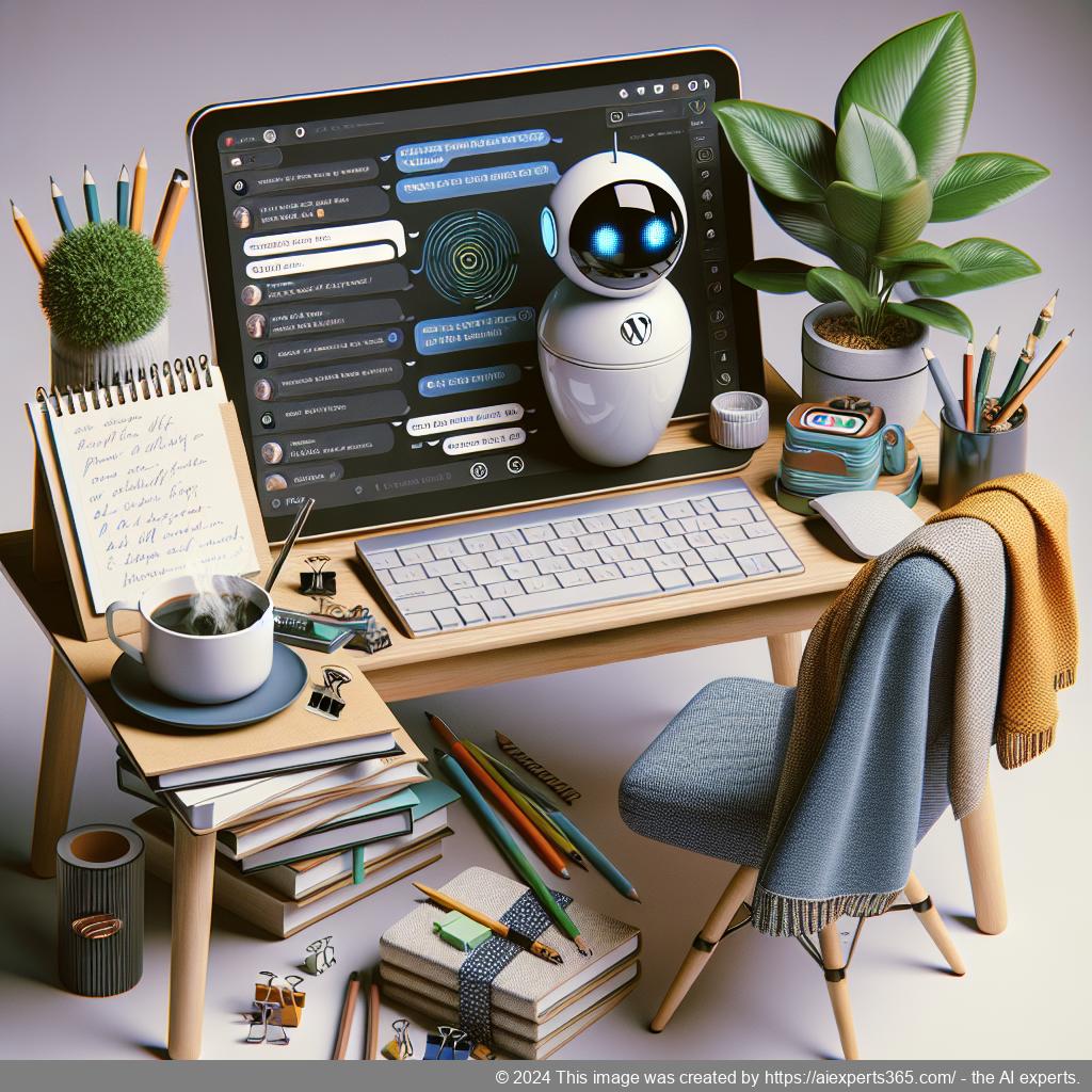 Ailisha's AI Chatbot interface displayed on a laptop screen showcasing its features for enhancing customer engagement on WordPress.