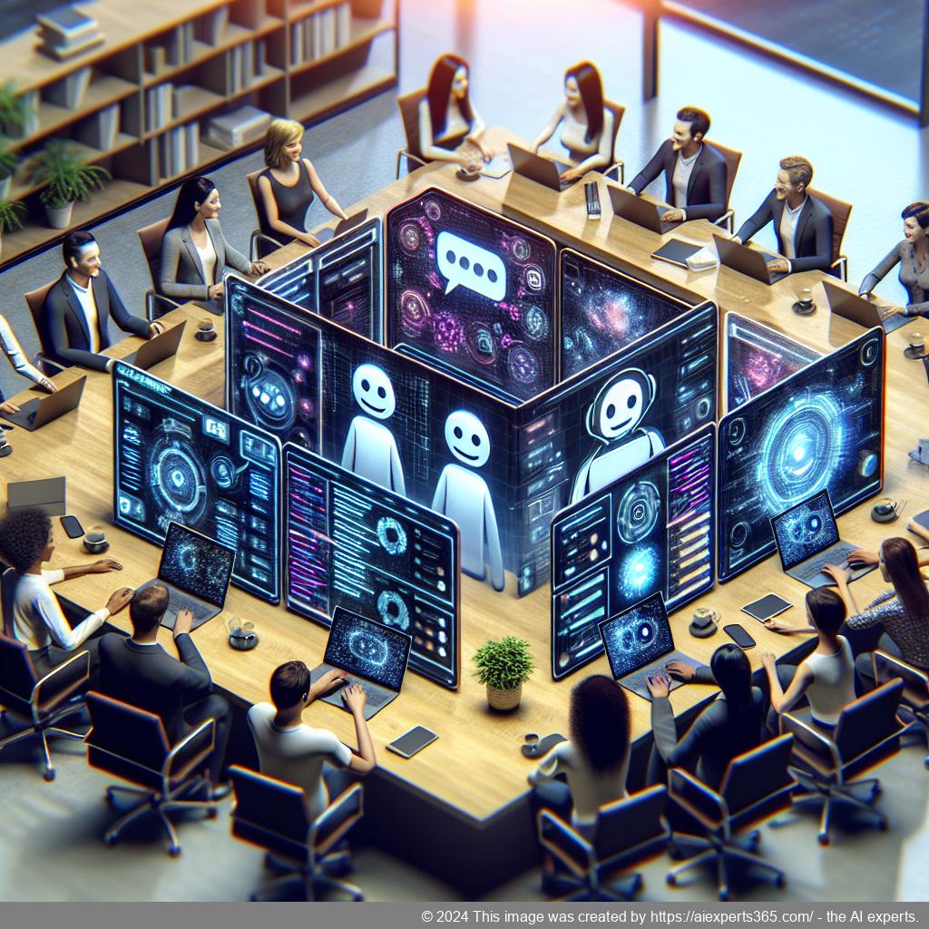 A visual representation of selecting the best free chatbot for WordPress showcasing various chatbots interacting with users.