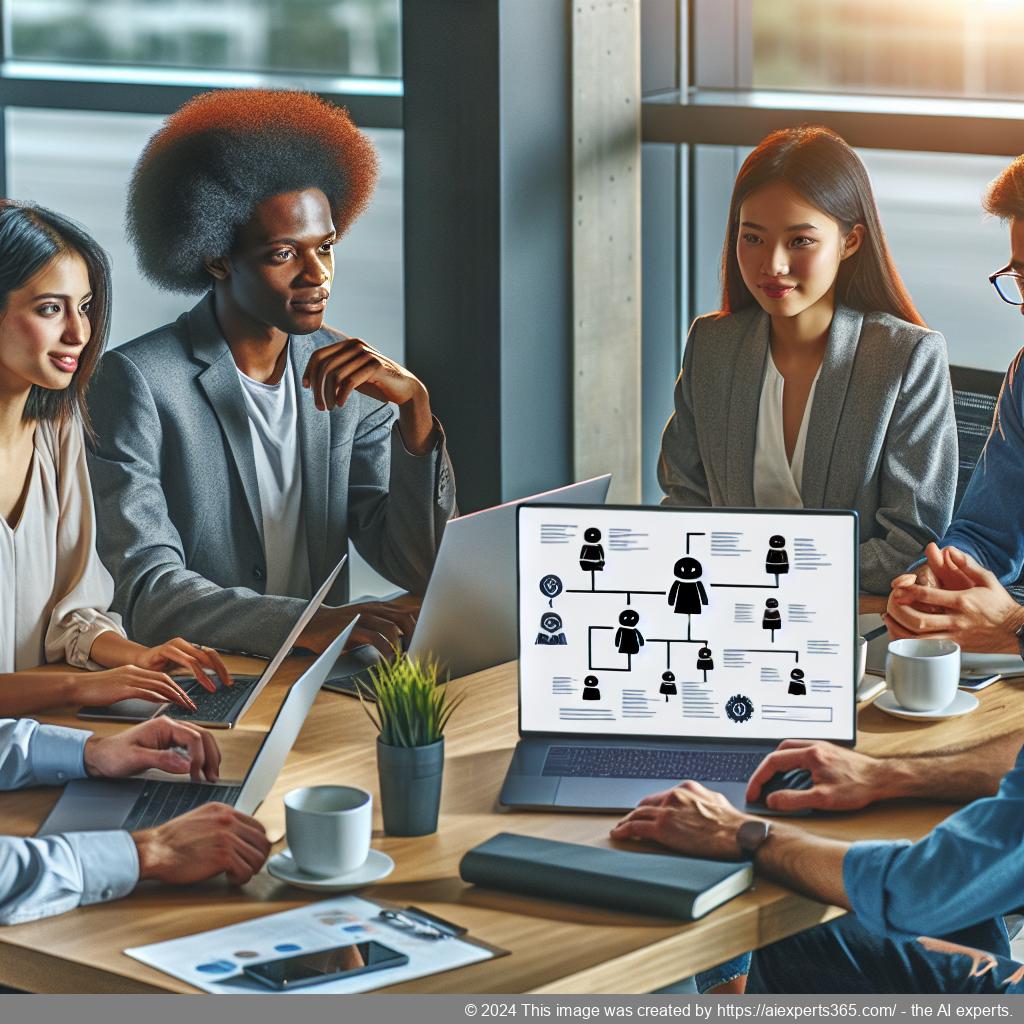 A professional setting showcasing a diverse team discussing strategies around implementing a WordPress ChatGPT chatbot for enhanced customer engagement.