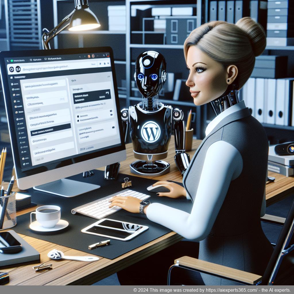 A visual representation of a WordPress ChatGPT chatbot assisting users online, showcasing its features like real-time responses and analytics.