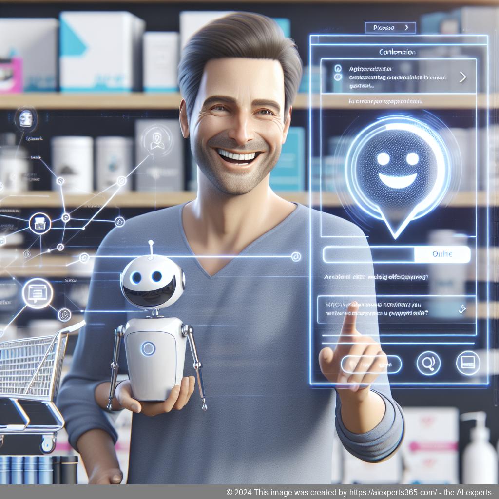 A visual representation showcasing a friendly AI-driven chatbot assisting customers on an e-commerce website using a WordPress platform.
