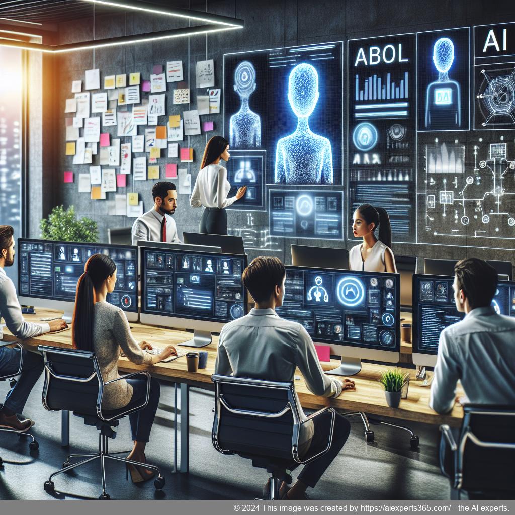 A professional setting showcasing an AI-driven chatbot interface integrated into a WordPress website with users interacting seamlessly.