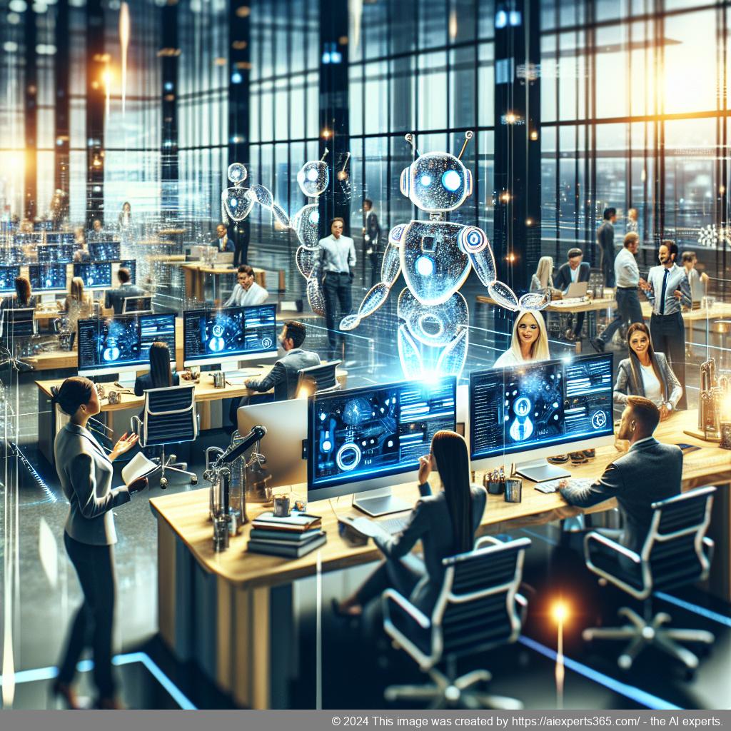 A professional setting showcasing a diverse team using advanced chatbots for enhancing customer interaction on a WordPress website.