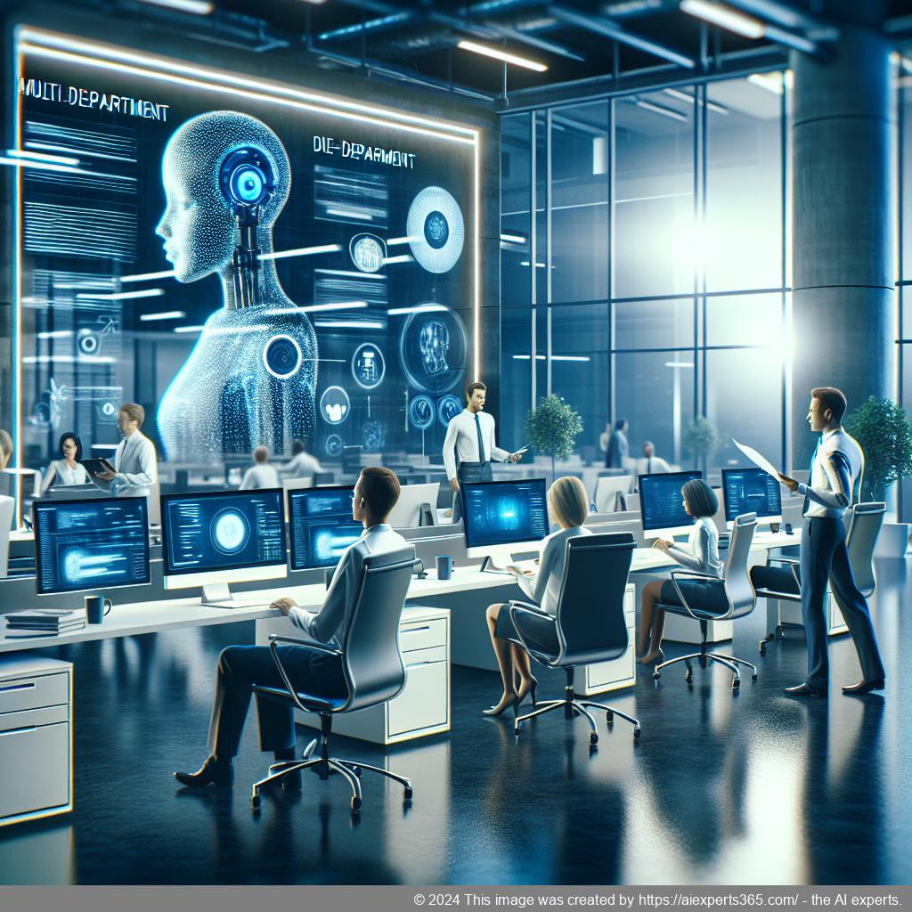 A visual representation of a multi-department chatbot enhancing customer experience through seamless communication.