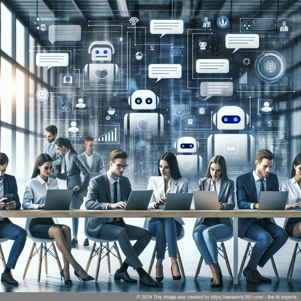 A visual representation of a multi-department chatbot facilitating seamless communication between various teams in an organization.
