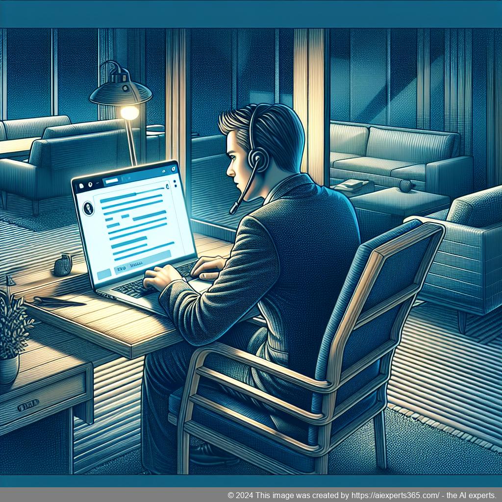 A visual representation of a person using a laptop with a WordPress chat plugin interface open, showcasing live customer interaction.