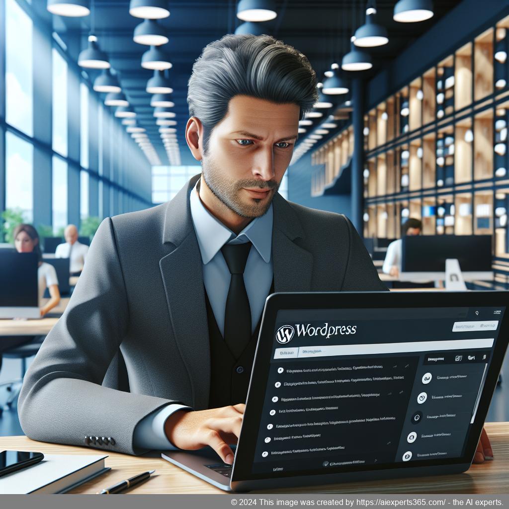 A professional discussing features of a WordPress chat plugin in an office setting.