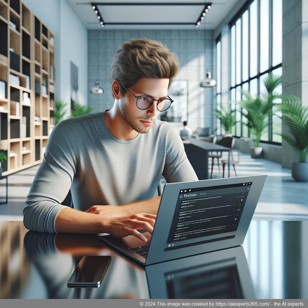 A visual representation of a person using a laptop while interacting with a WordPress chat plugin interface.