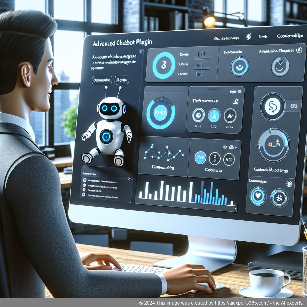 A visual representation of an advanced WordPress chatbot plugin interface showcasing features like customization options and analytics.