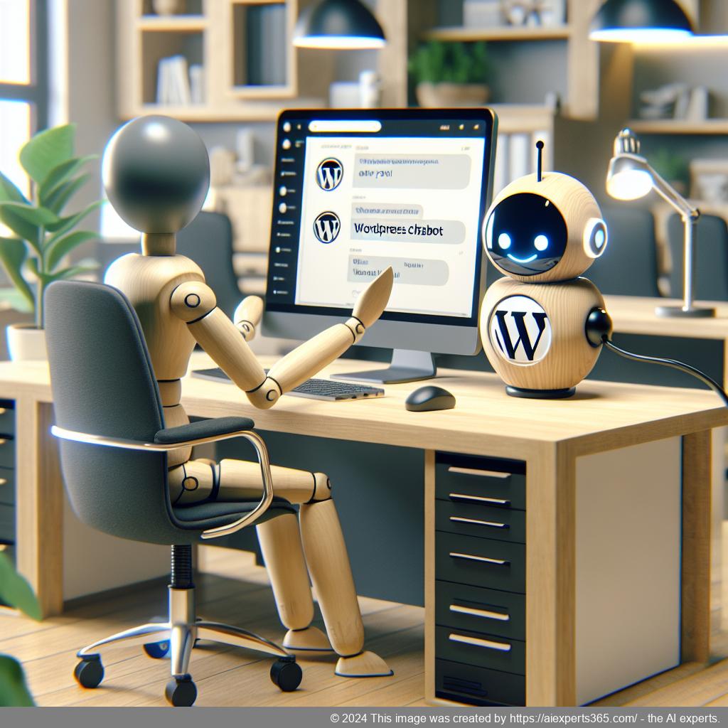 A visual representation of a WordPress chatbot assisting customers online, showcasing modern digital interaction.