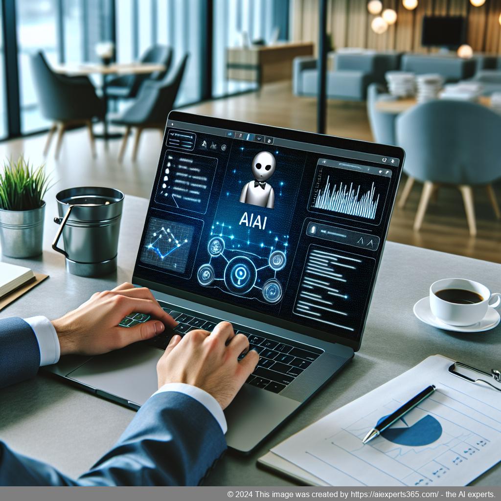 A visually engaging representation of a user interacting with a friendly AI-powered chatbot on a WordPress website.
