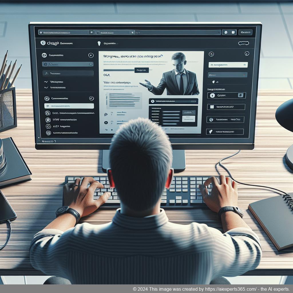A professional person configuring a WordPress ChatGPT chatbot with an FAQ section visible on their computer screen.