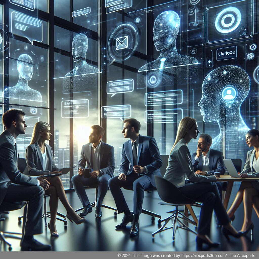 A visual representation of a multi-department chatbot enhancing business communication across various sectors.