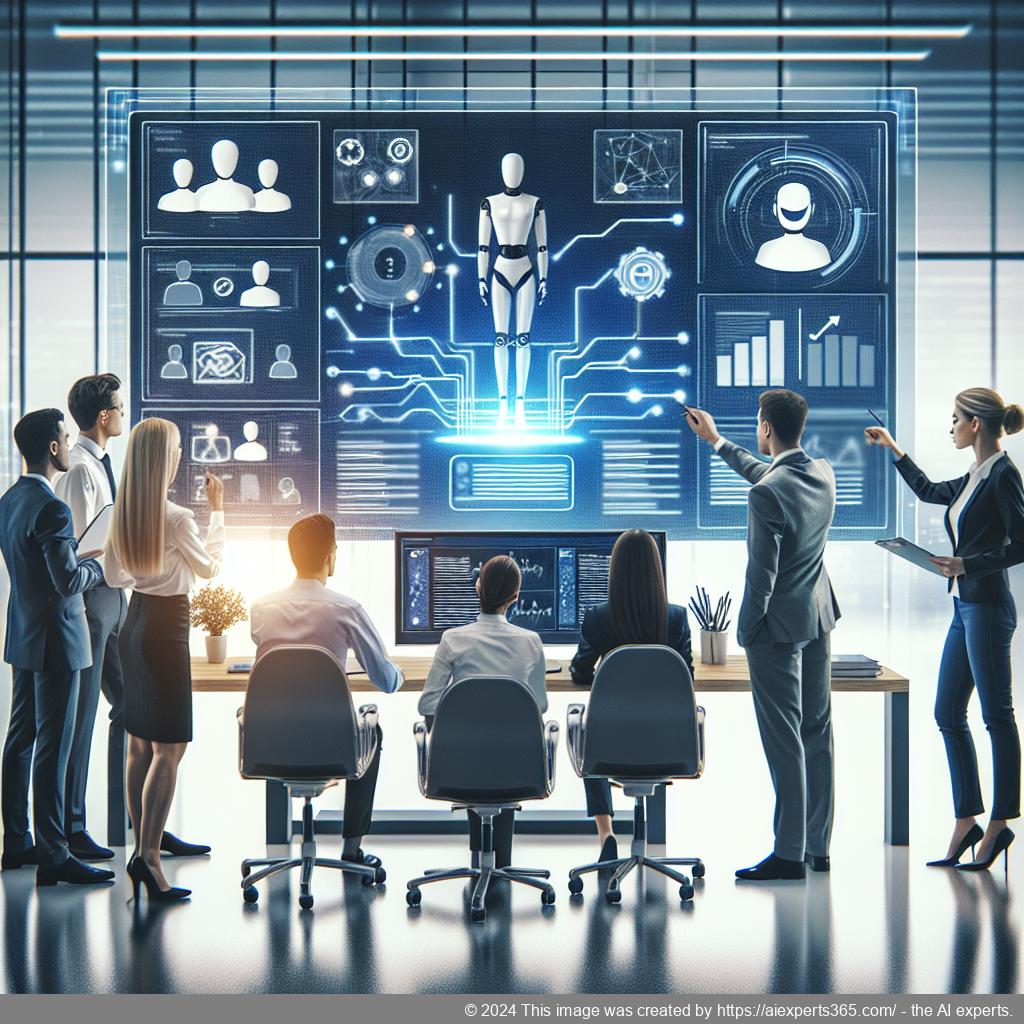 An illustration depicting an AI-powered multi-department chatbot enhancing customer engagement through seamless communication across various business sectors.