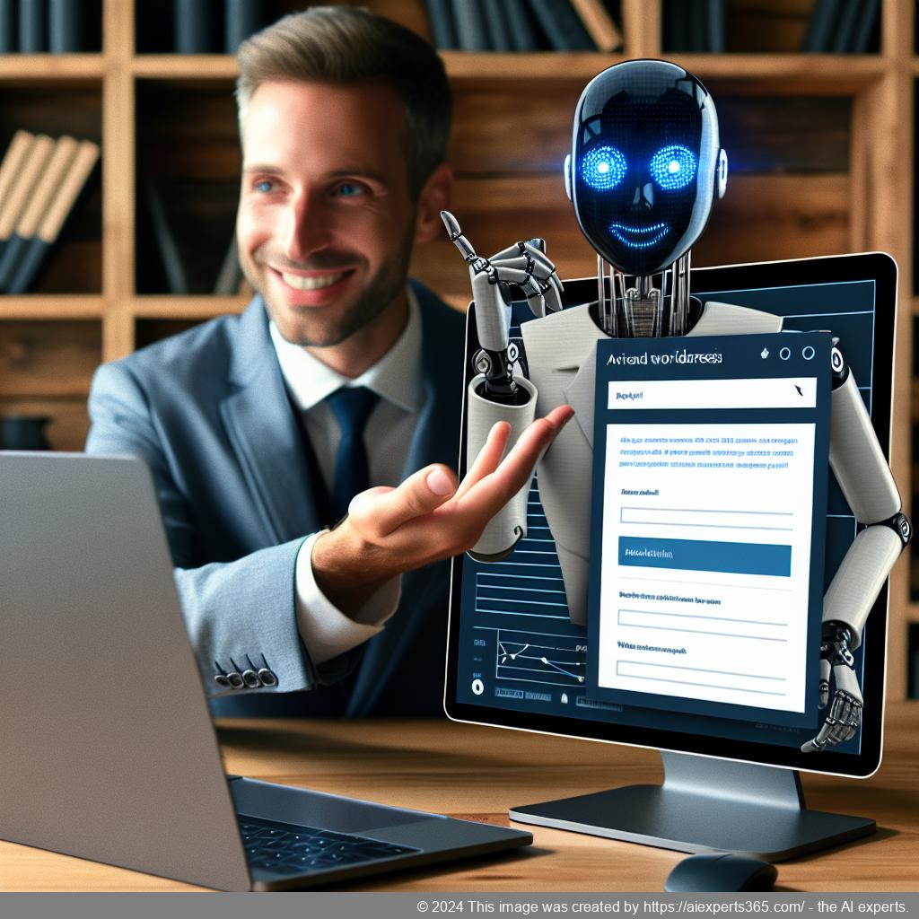 A visual representation of a modern WordPress website featuring an interactive AI chatbot interface designed for enhancing customer interactions.