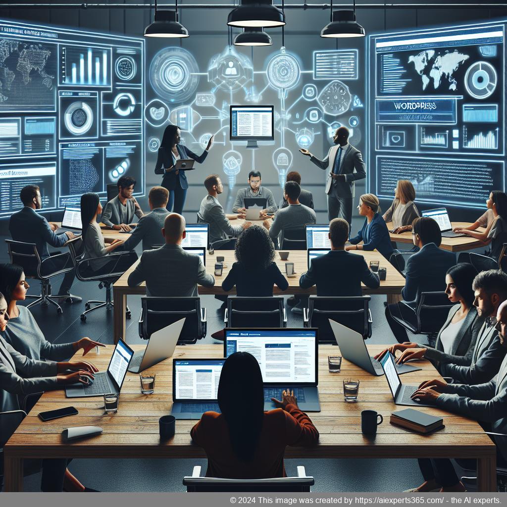 A visually appealing representation of a modern website showcasing a customized WordPress chatbot interface designed for optimal user engagement.