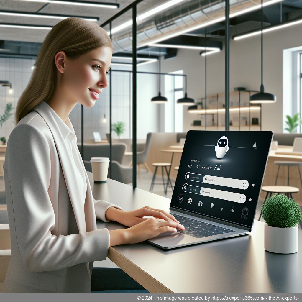 A professional setting showcasing a person interacting with a WordPress ChatGPT chatbot on a computer screen, symbolizing enhanced customer support strategies.