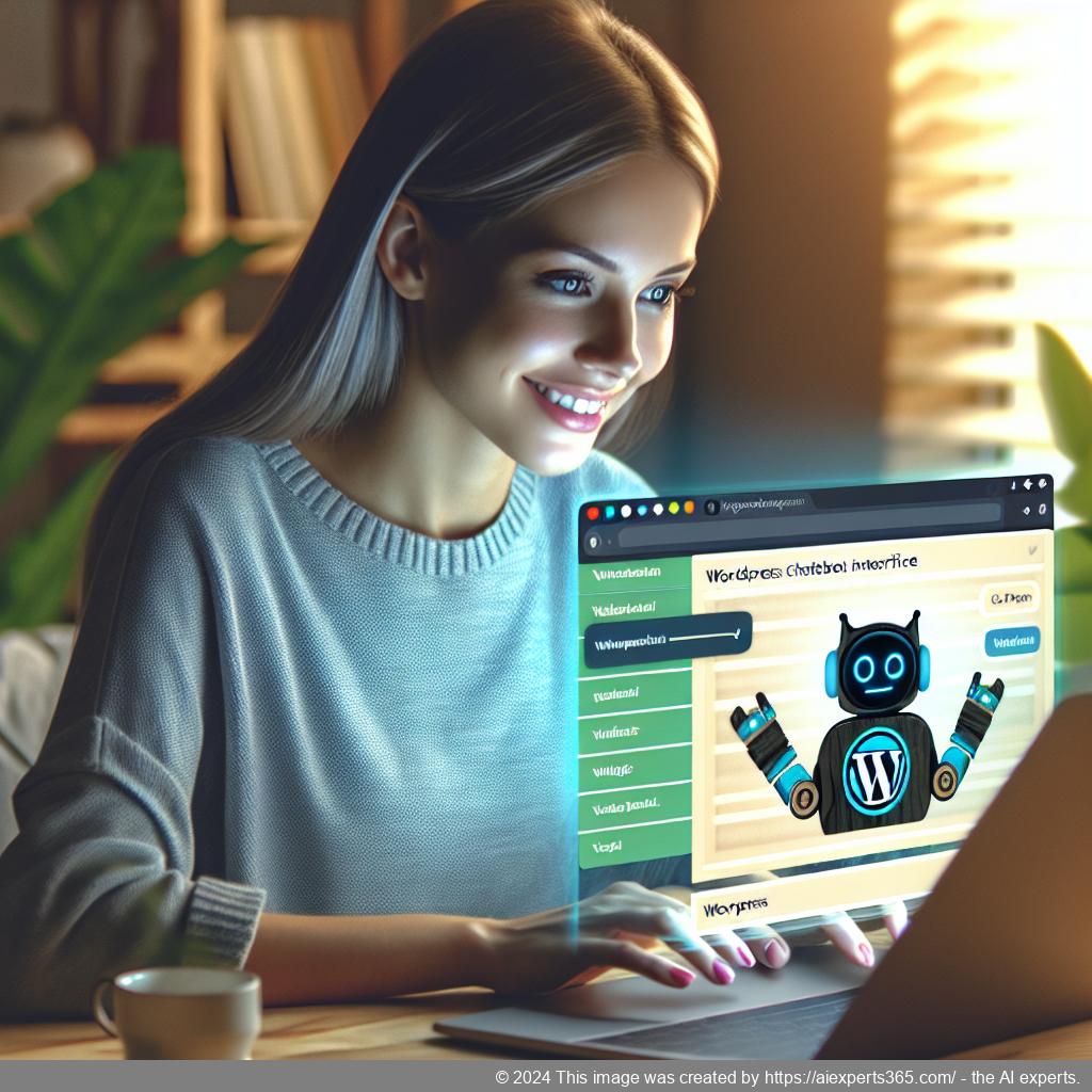 A visual representation of a person interacting with a responsive WordPress chatbot interface showcasing personalized customer service.
