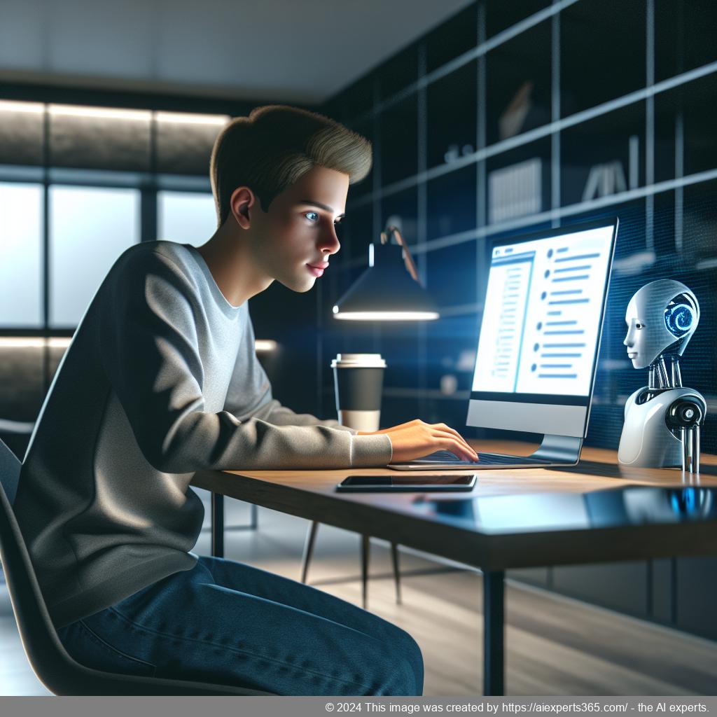 A visually engaging representation of a person interacting with a WordPress chatbot interface on a computer screen.