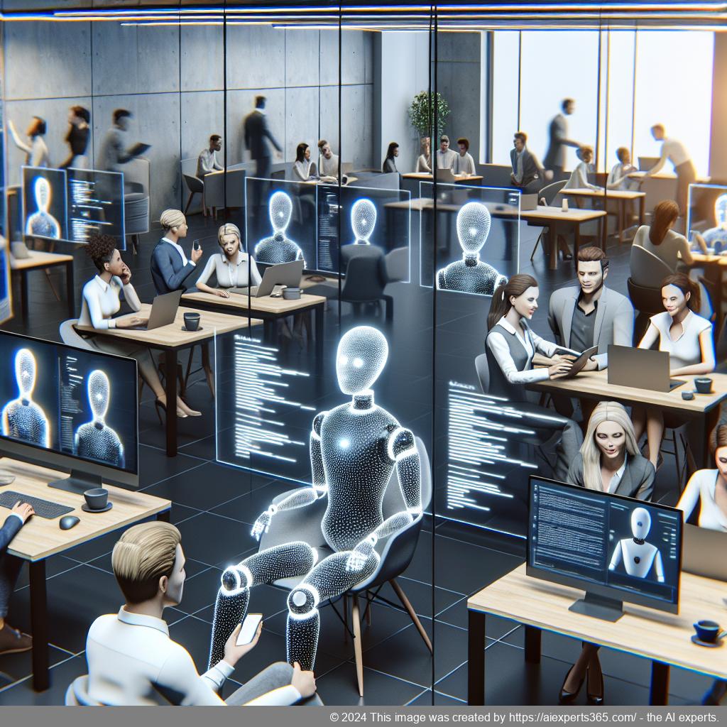 A visually engaging representation of a diverse group of people interacting with a digital interface showcasing a chatbot feature on a laptop screen.