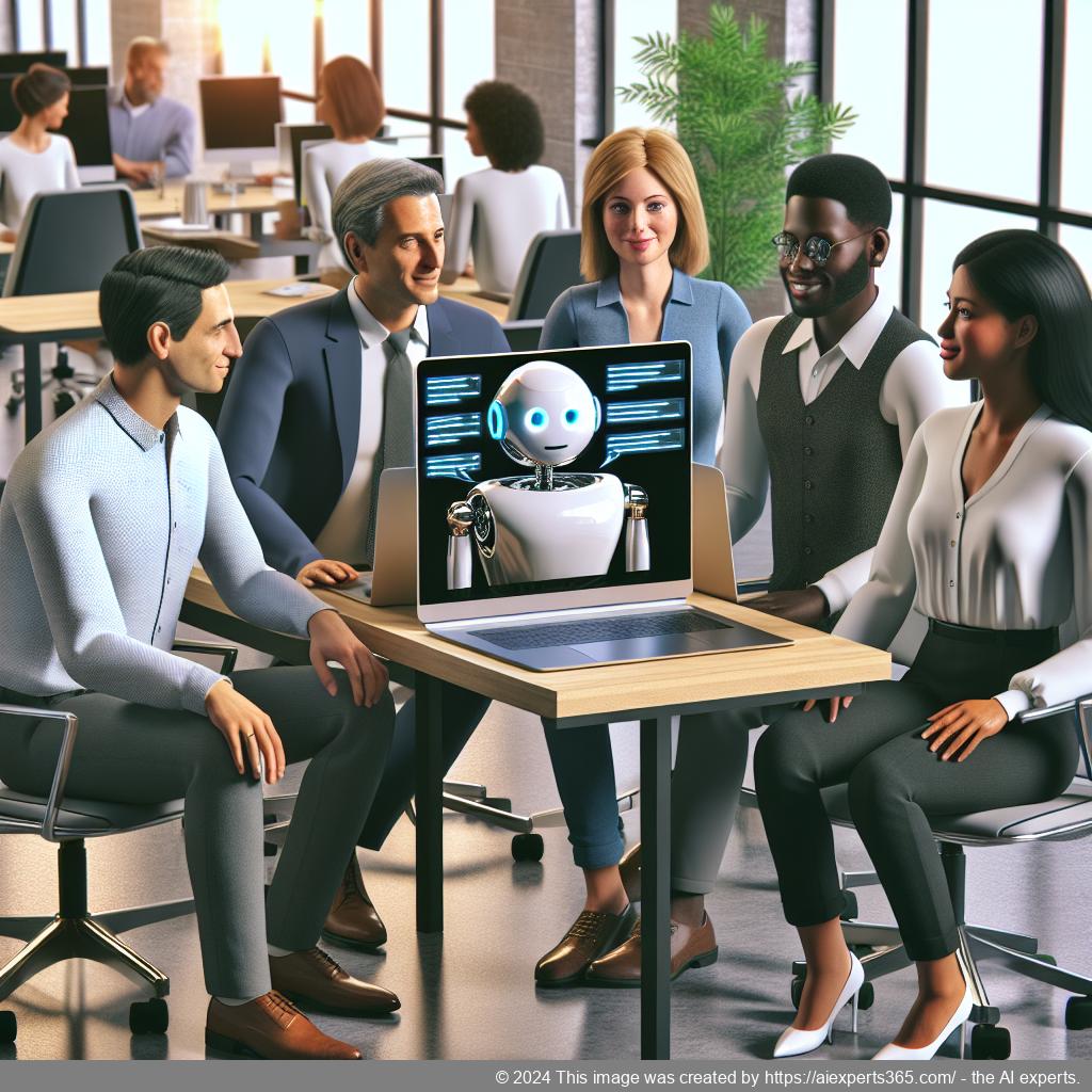 An illustration showcasing a friendly AI-driven chatbot interacting with users on a modern WordPress website.