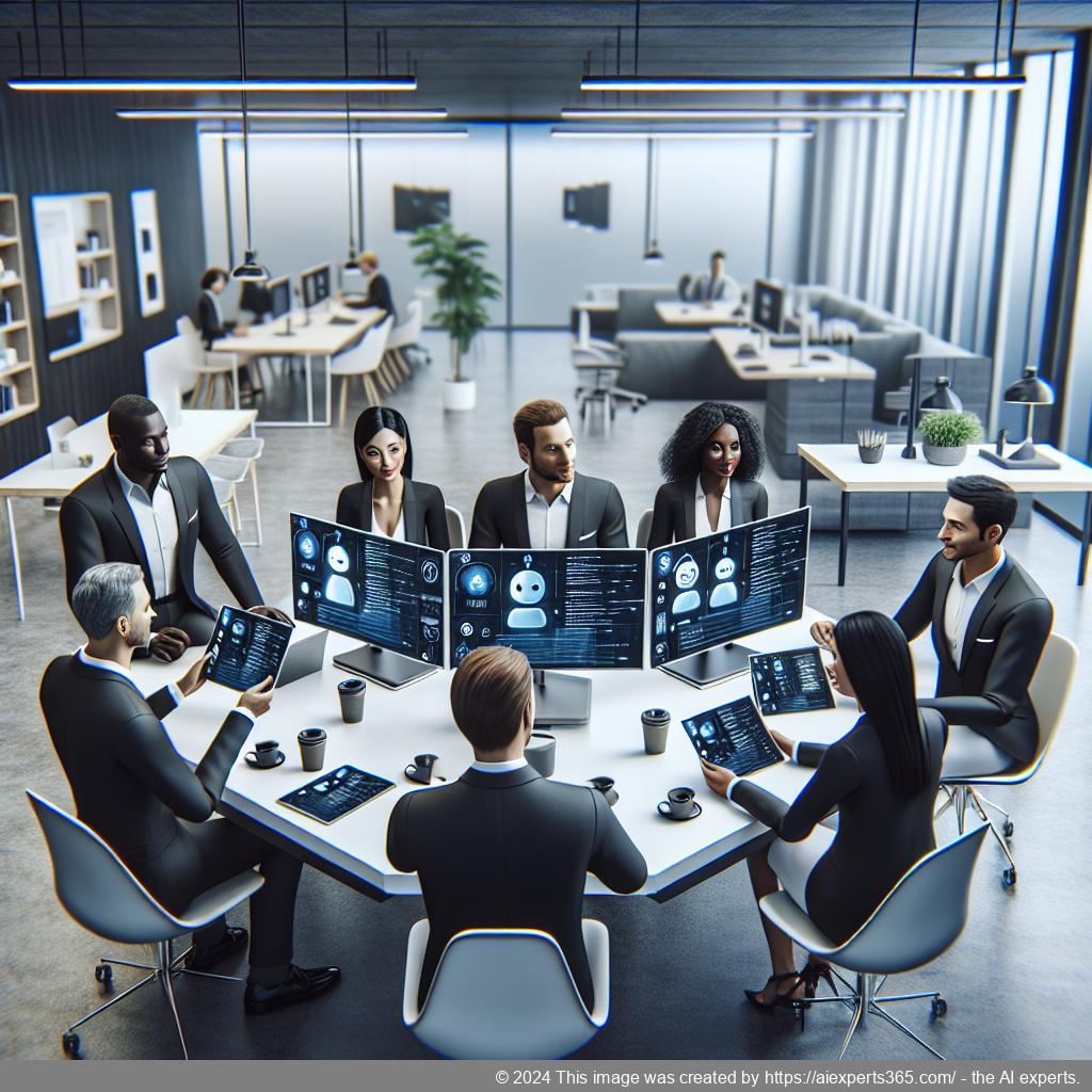 A visual representation of an effective multi-department chatbot facilitating communication across various business sectors.