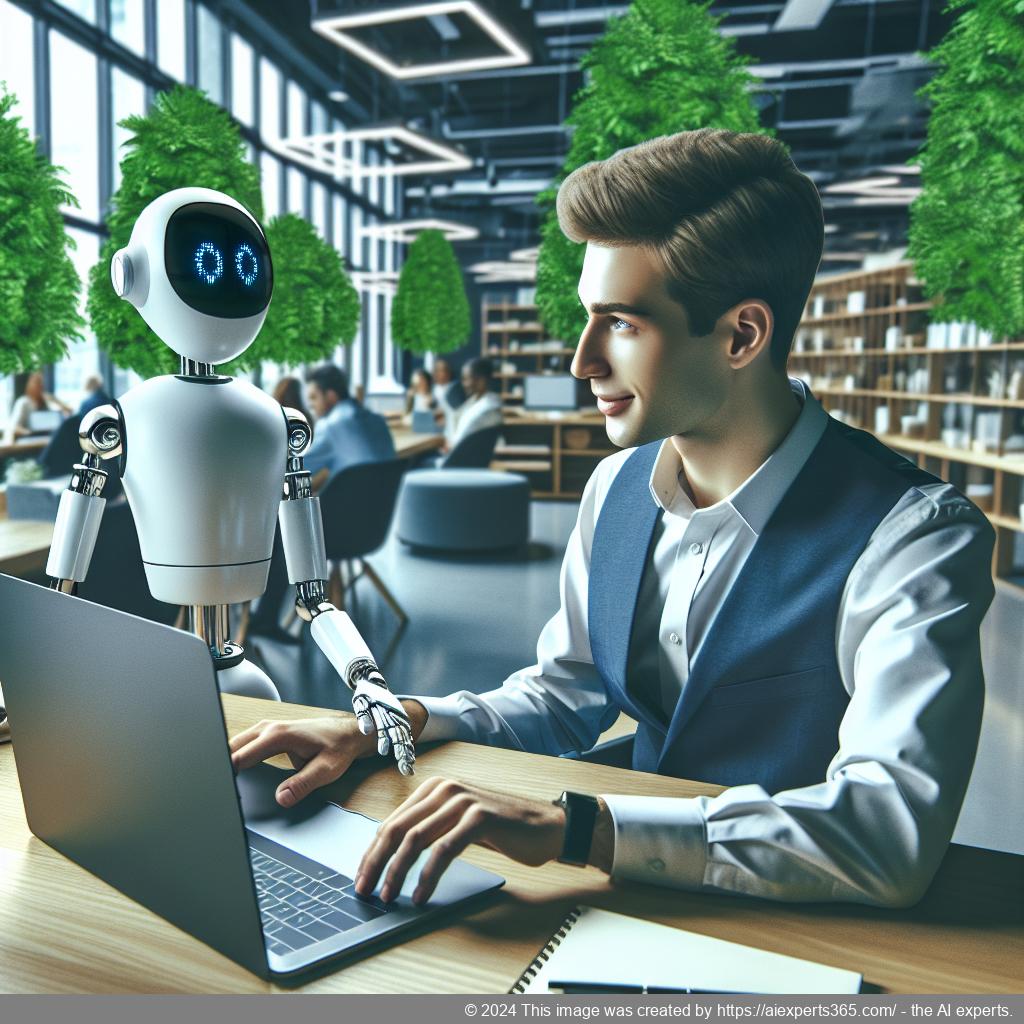 A visual representation of a user interacting with an AI-driven WordPress chatbot plugin on a laptop screen.