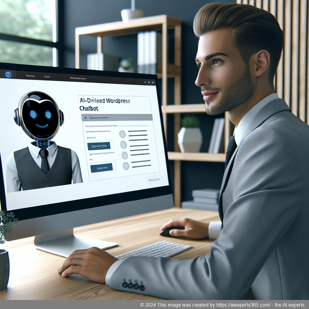 A visual representation of a modern website featuring a WordPress Chatbot Plugin assisting users in real-time customer service interactions.