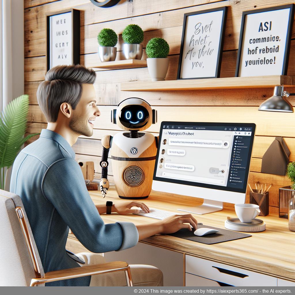A professional-looking interface showcasing a WordPress Chatbot interacting with users on a website.