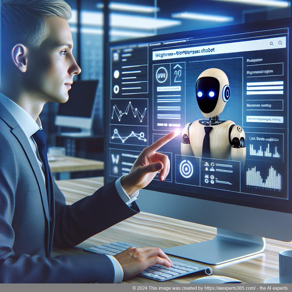 A visual representation of a smart WordPress chatbot assisting customers online, symbolizing enhanced engagement and streamlined support processes.
