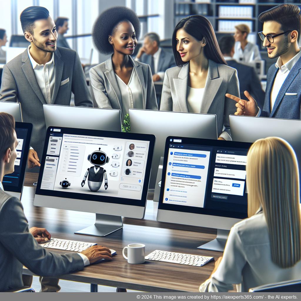 A visual representation of a modern digital workspace featuring a chatbot interface on a WordPress site showcasing real-time customer interactions powered by artificial intelligence.