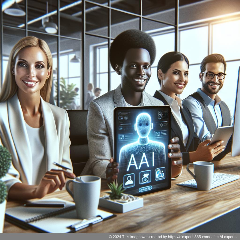 A professional setting showcasing a friendly interaction between a user and an AI-driven chatbot on a WordPress site.