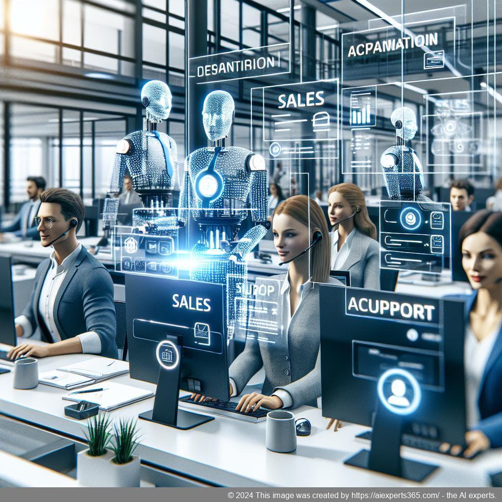 A visual representation of a multi-department chatbot enhancing customer engagement through streamlined communication across various business sectors.