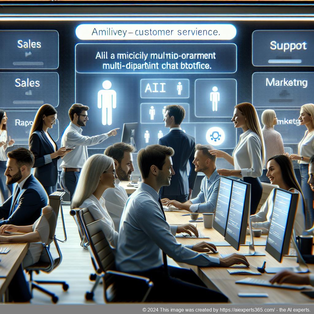 A visual representation of a multi-department chatbot solution facilitating seamless communication across various business functions.