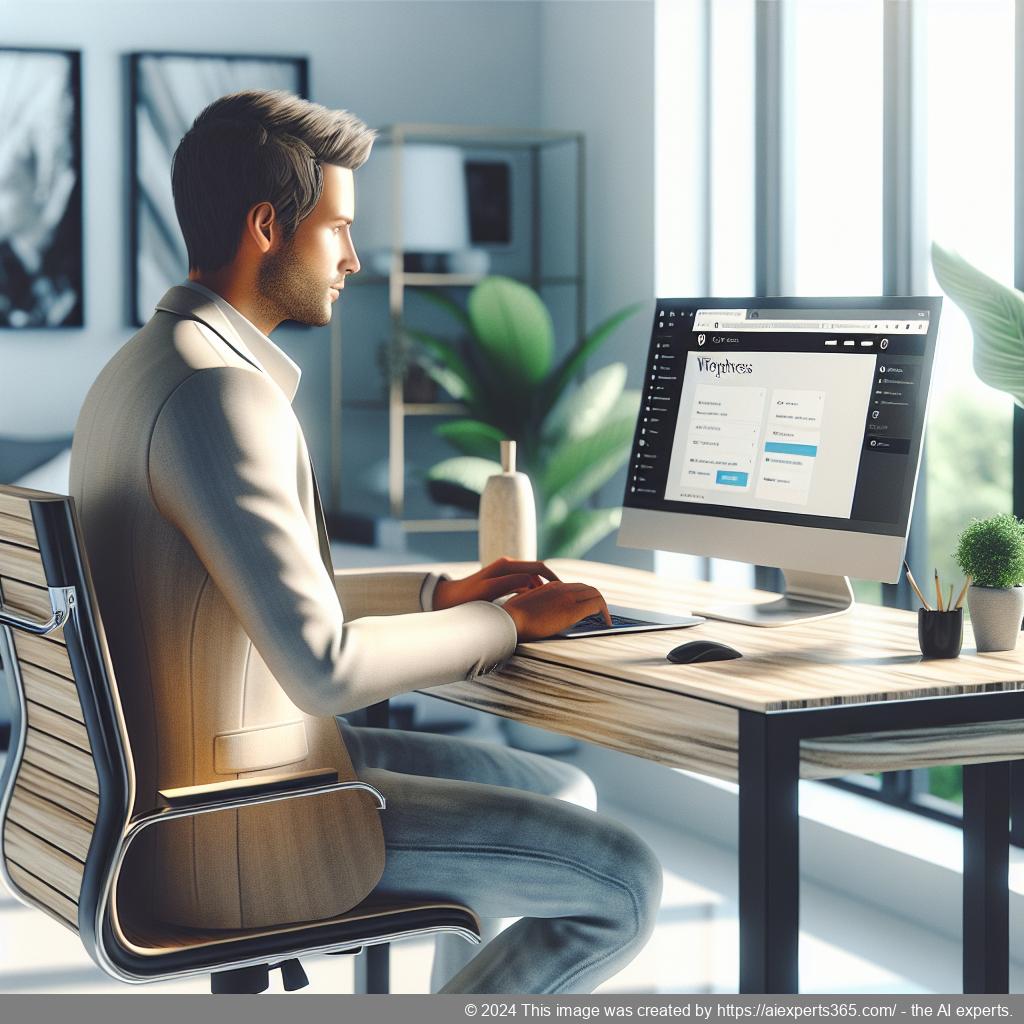 A visually engaging representation of a person using a WordPress chat plugin on a laptop for enhanced customer interaction.