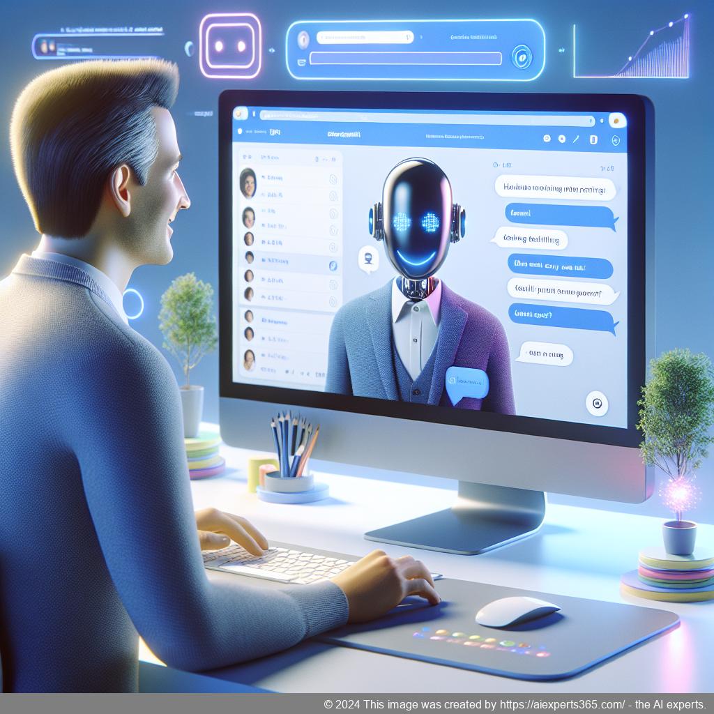 A visual representation showcasing a friendly AI-driven chatbot interface designed for a WordPress website, highlighting features like customization options and analytics.