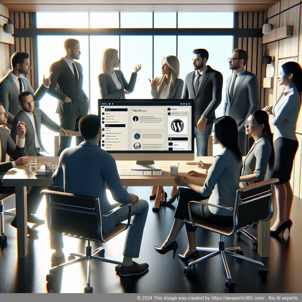 A professional-looking interface showcasing a WordPress chatbot plugin assisting customers online.
