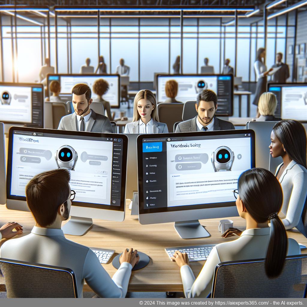 A professional-looking interface showcasing a WordPress website integrated with an AI-driven chatbot plugin for enhanced customer service.