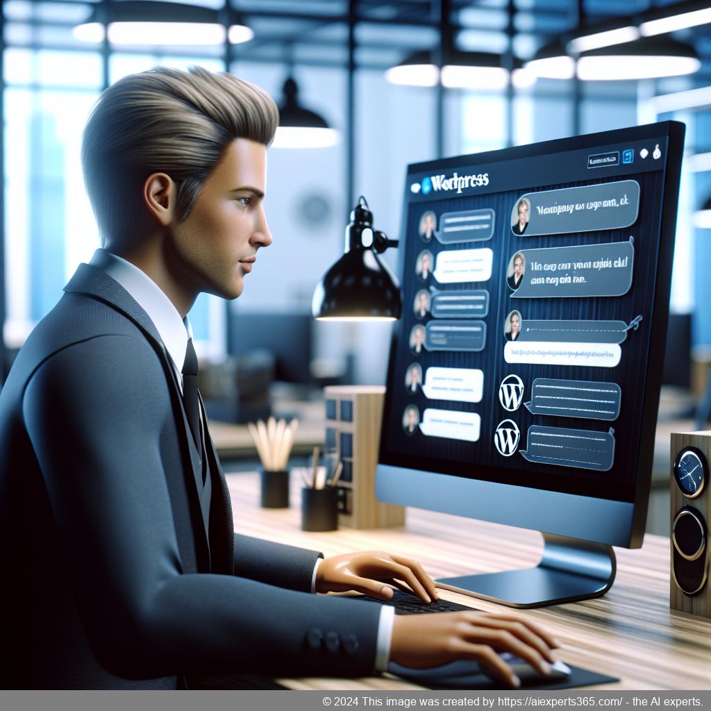 A visual representation of a WordPress chatbot assisting customers on a website.