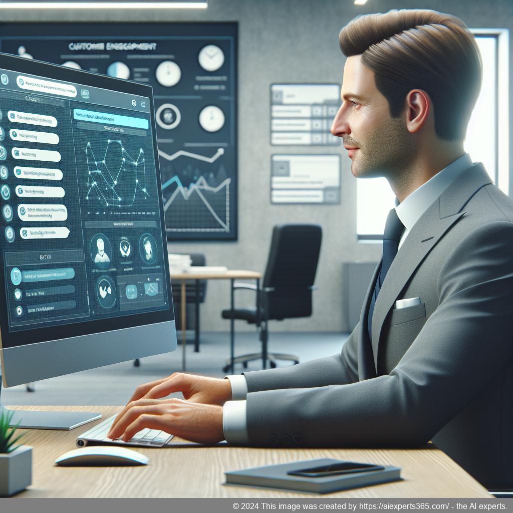 A professional team member engaging with customers through a WordPress chat plugin interface on their computer screen.